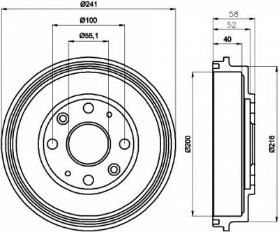 HELLA PAGID 8dt355300761 -  Тормозной барабан